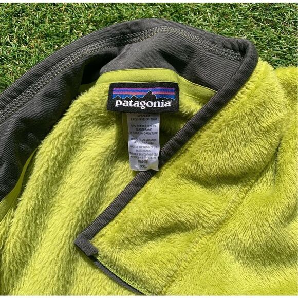 Patagonia R2 Bright Green Full Zip high pile FUZZY FLEECE Jacket Coat Men’s XXL - Picture 2 of 6